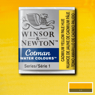 Tinta Aquarela em Pastilha Cotman Winsor & Newton Cadmium Yellow Pale Hue 119
