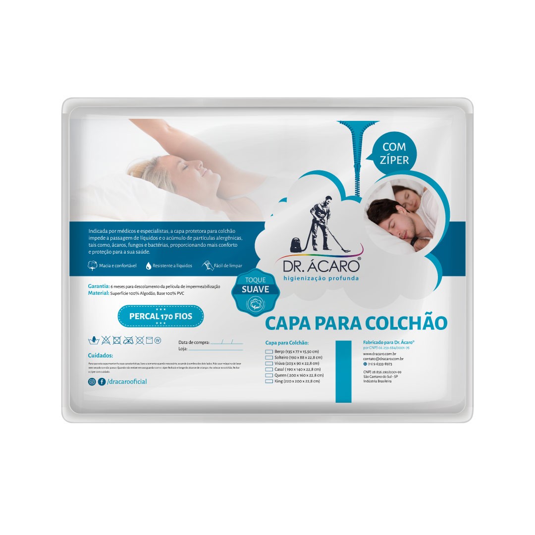 Capa Anti-ácaro Impermeável para Colchão Casal Queen - Dr. Ácaro®