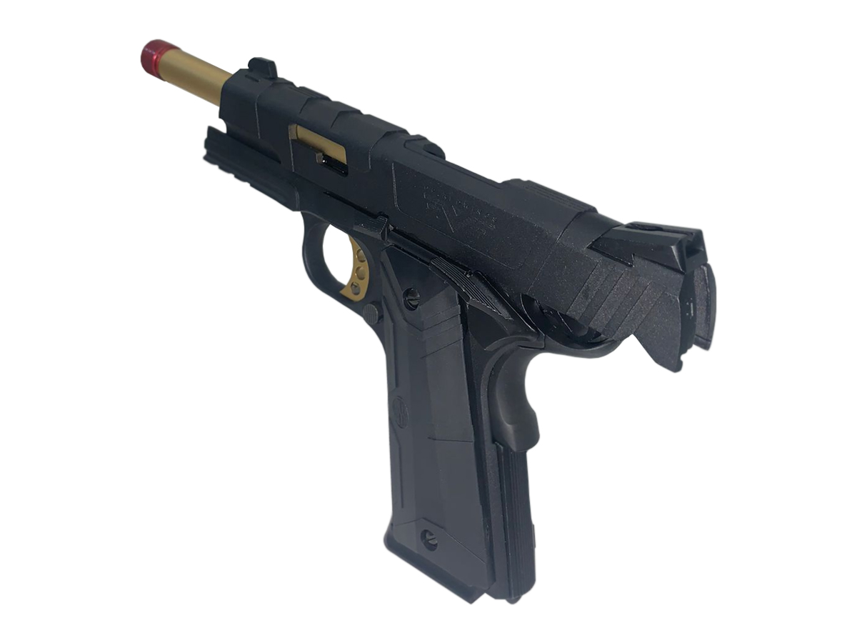 Pistola de Airsoft 1911 Slide Metal Gbb Gold C/ Blowback Rossi 6mm + Green Gás loja Blowback + 4000 Bbs 0,20g loja Blowback