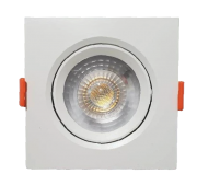 KIT C/ 50 Unidades - Spot LED  5w - Quadrado De Embutir Direcionável / Branco Quente
