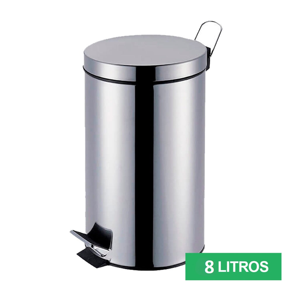Kit C/ 2 Cestas De Lixo Banheiro Lixeira Metal Inox 8L Com Pedal Luxo