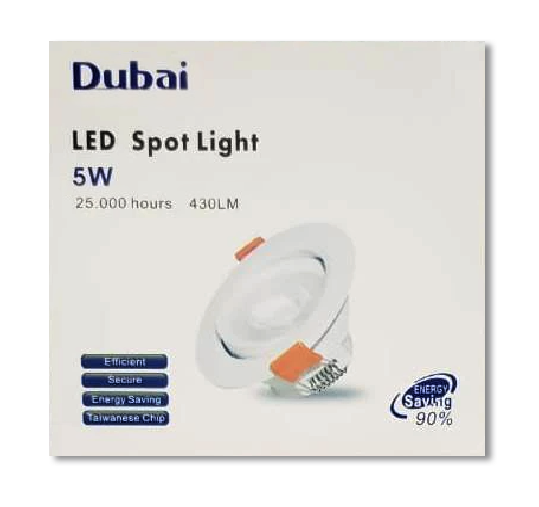 KIT C/ 50 - Spot LED  5w - Redondo De Embutir Direcionável / Branco Quente