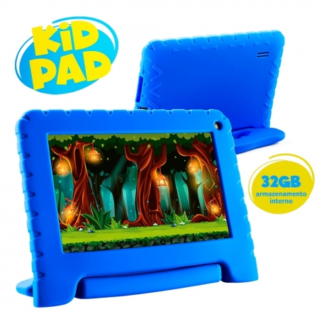 Tablet Infantil Multilaser NB378 Azul Kid Pad Capa de Silicone 32GB Para Criança Youtube Netflix