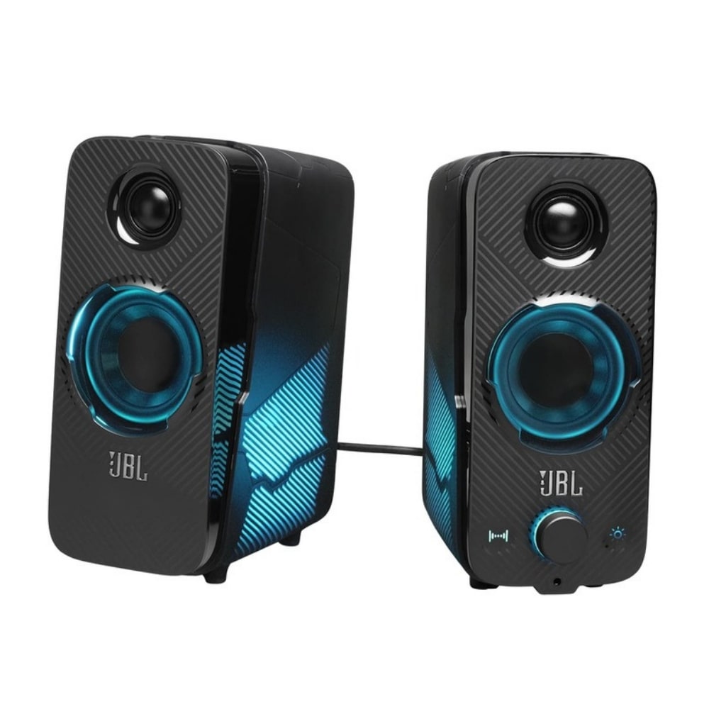 Caixa de Som Gamer JBL Quantum Duo Surround Sound Efeitos de Luzes Conexão Bluetooth / P2 / USB