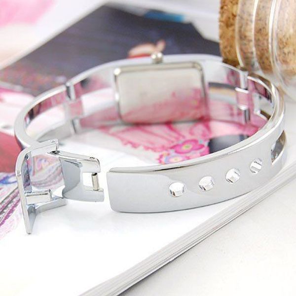 Relógio Feminino Kimio KW1601 Prata Rosa Retangular Bracelete Prateado