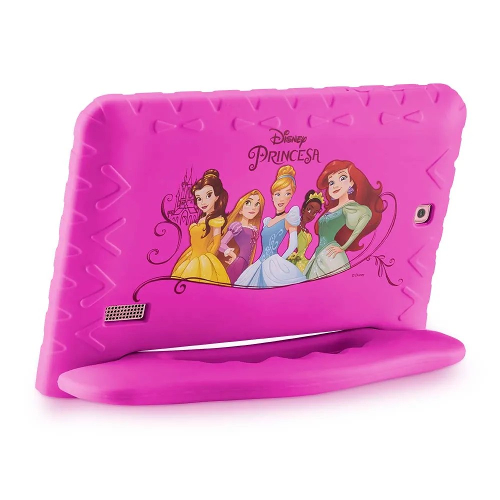 Tablet Infantil Disney Princesa Kids Plus Multilaser NB308 Capa Emborrachada Rosa 16GB Bluetooth Wi-Fi