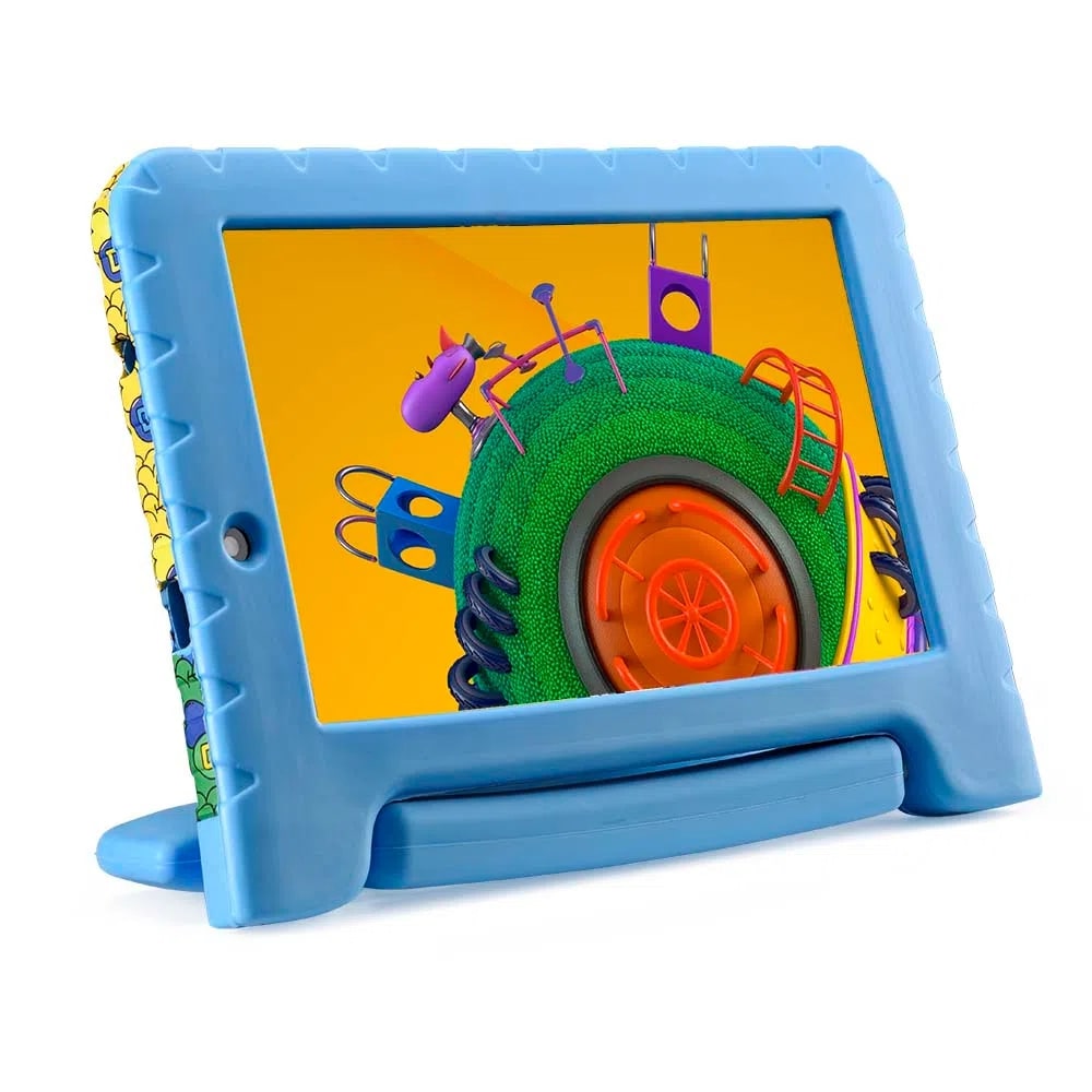 Tablet Infantil Multilaser Discovery Kids NB309 com Capa Emborrachada Azul 16GB Wi-Fi Dual Câmera