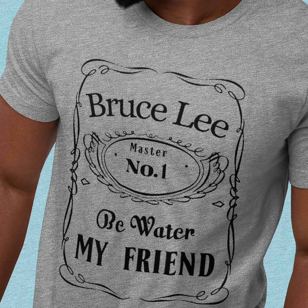 camisa do bruce lee be water cinza