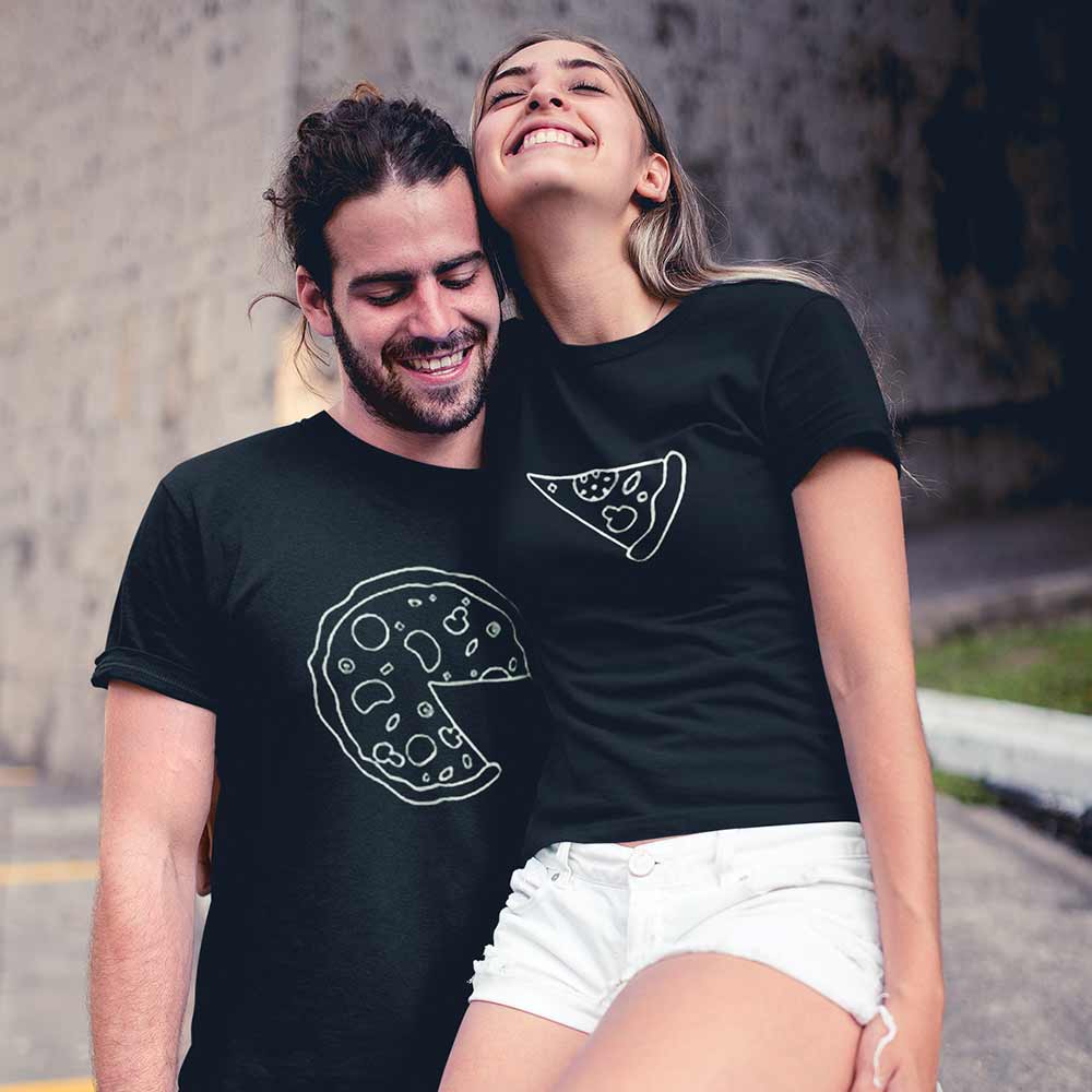 camiseta casal pizza estampada