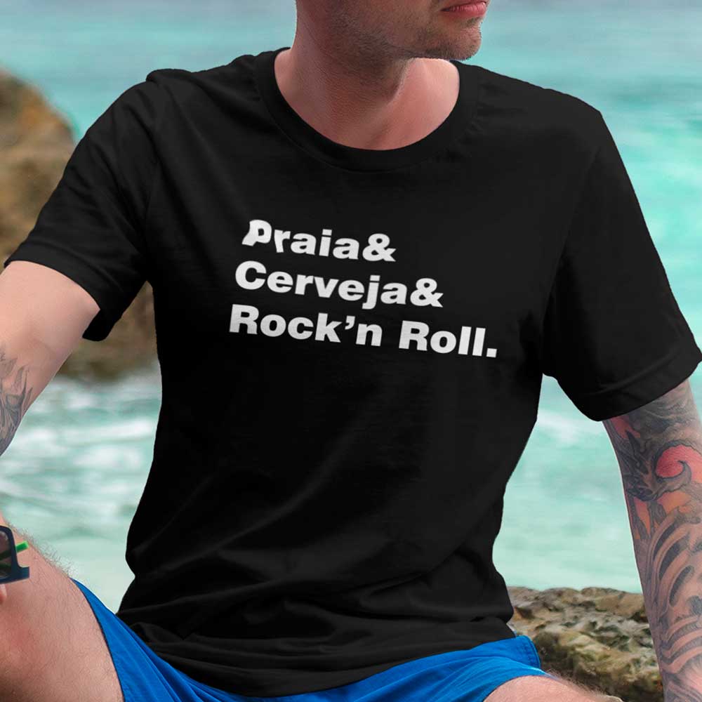 Camiseta Praia Cerveja e Rock'n Roll