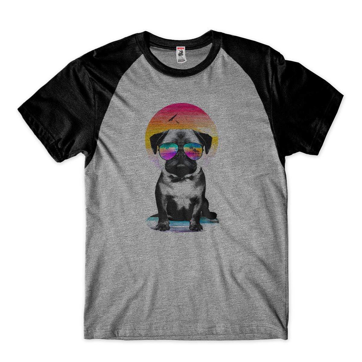 camiseta pug estilosa cachorro de oculos masculina