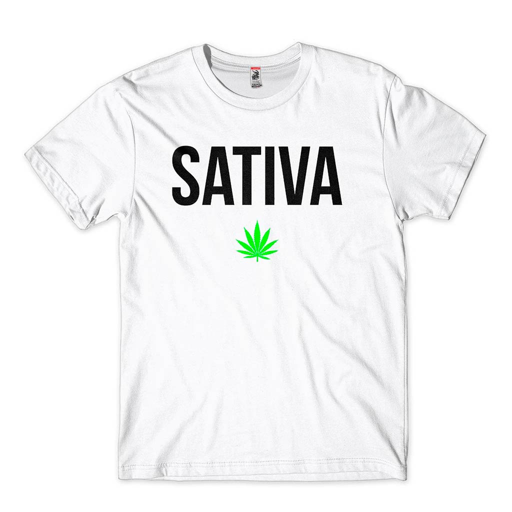 Camiseta Sativa Cannabis Camisa Masculina Folha da Erva