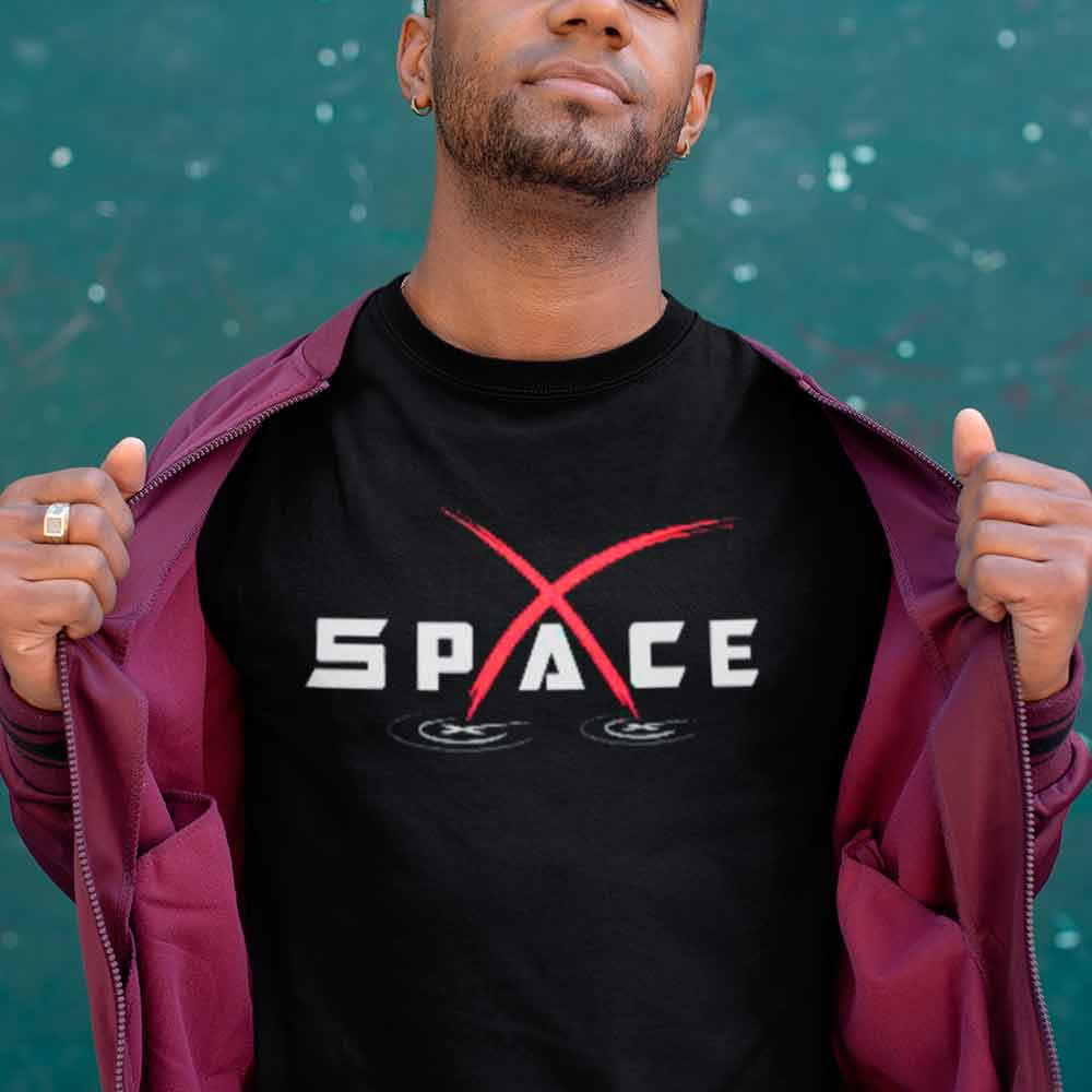 camiseta spacex astronomia nerd preta