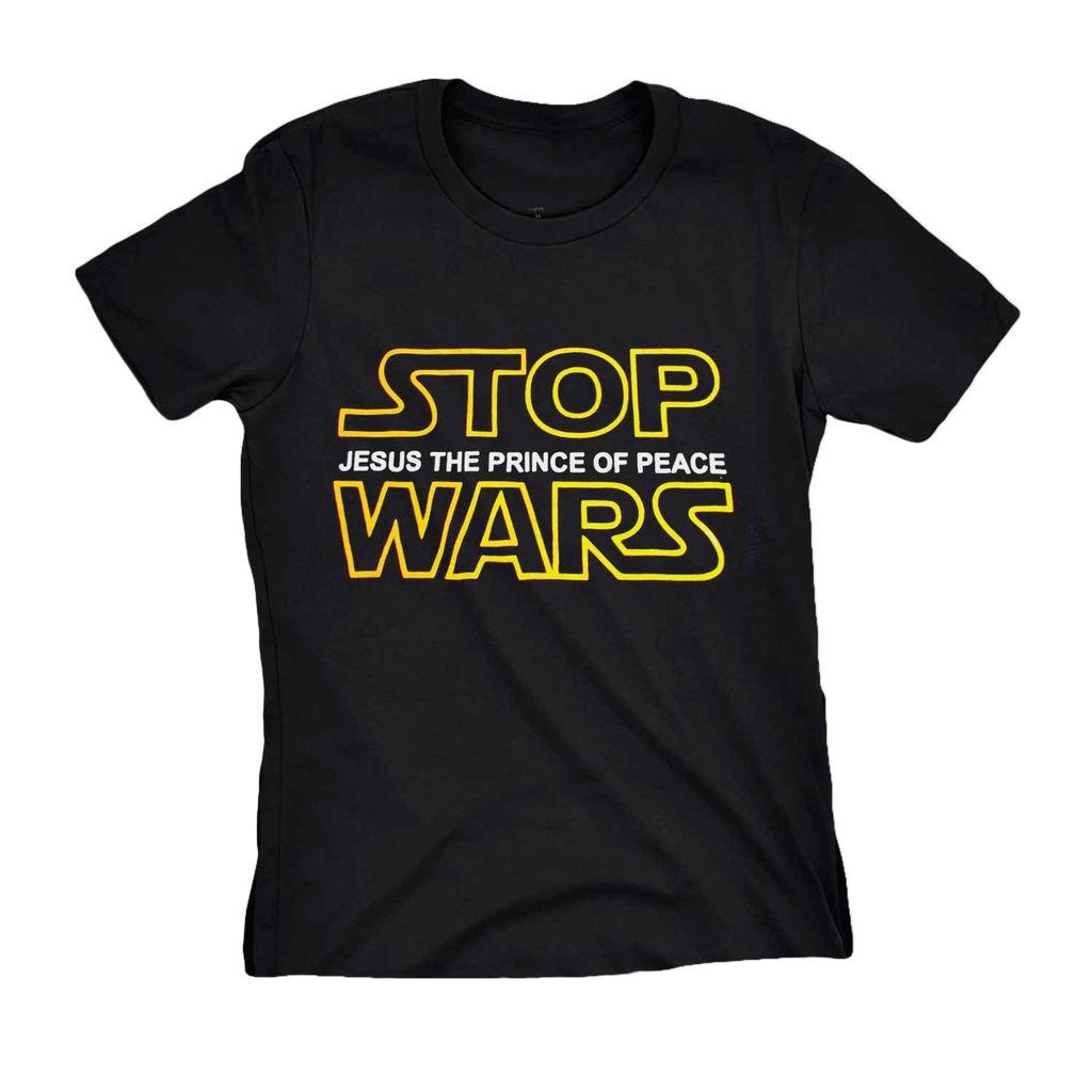Camiseta Stop Wars Evangelica Religiosa Feminina Preta