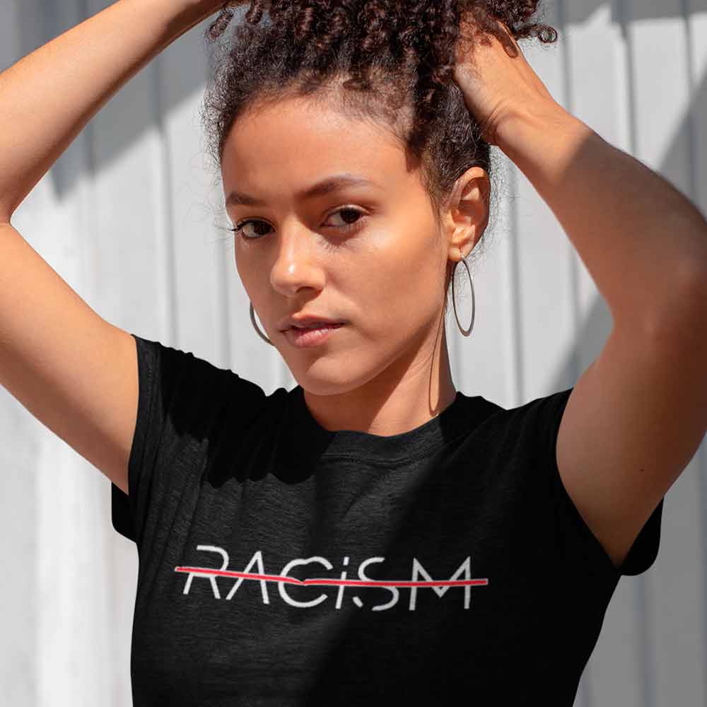 Camisetas politizadas anti racismo preta