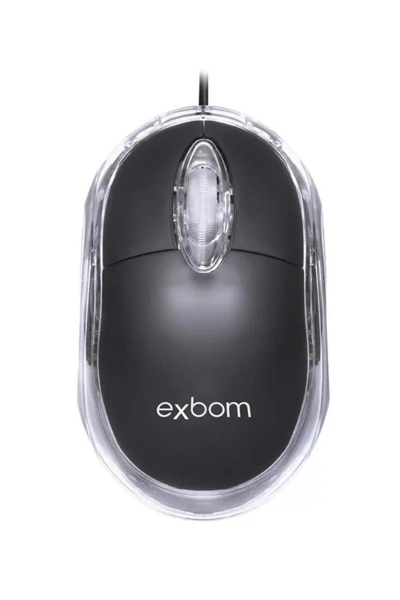 Mouse Óptico Com Fio E Led Azul 1000dpi USB Exbom