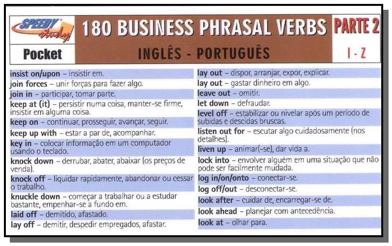 180 Business Phrasal Verbs Parte 2 (I - Z) - Ingle