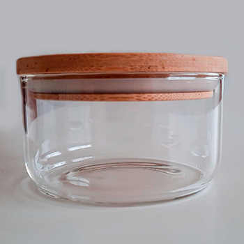 Potes de vidro com 3 andares e tampa de bambu 1200 ml - hermético - não passa ar