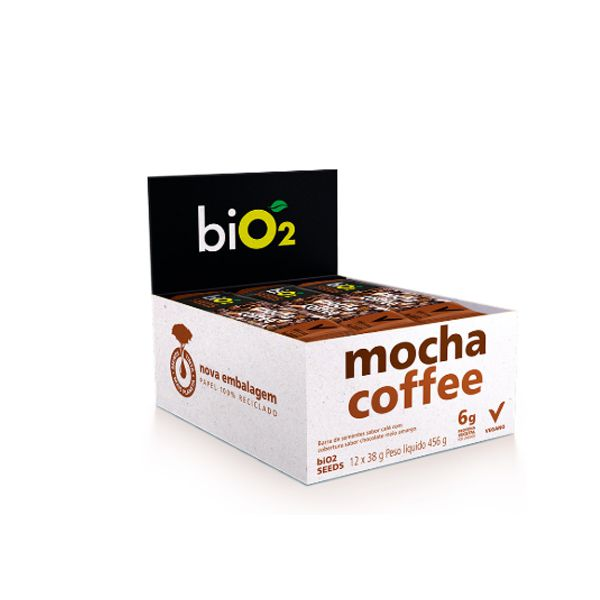 Barra De Sementes Café Coberto Com Chocolate Meio Amargo Bio2 Seeds Mocha Coffee Contendo 12 Unid.