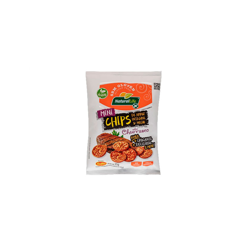 Mini Chips Vegano, Sem Glúten Churrasco Natural Life 35g