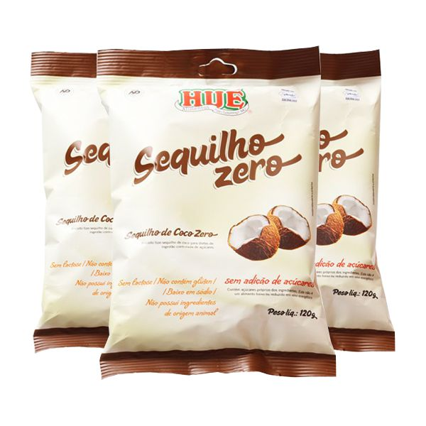 Sequilho Zero Açúcar, Zero Glúten Hué Coco Contendo 3 Pacotes De 120g Cada