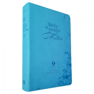 Kit Bíblia de Estudos da Mulher NVT Azul Flores + Devocional Amando a Deus Mulher Virtuosa