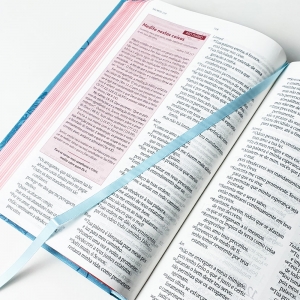 Kit Bíblia de Estudos da Mulher NVT Azul Flores + Diário de Oração Lettering