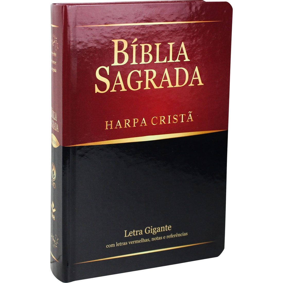 Bíblia Sagrada Letra Gigante com Harpa Cristã Semiflex Preto e Bordô