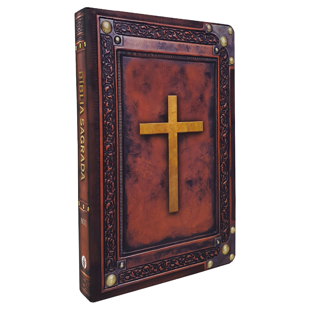 Bíblia Sagrada Vintage Cruz Marrom - NVI