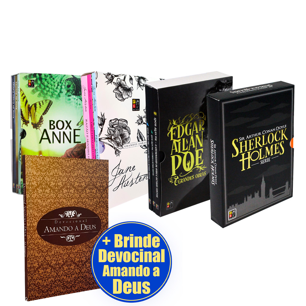 Box Jane Austen + Box Anne + Box Sherlock Holmes + Box Edgar (Pé da Letra) + Amando a Deus Clássico [Brinde]