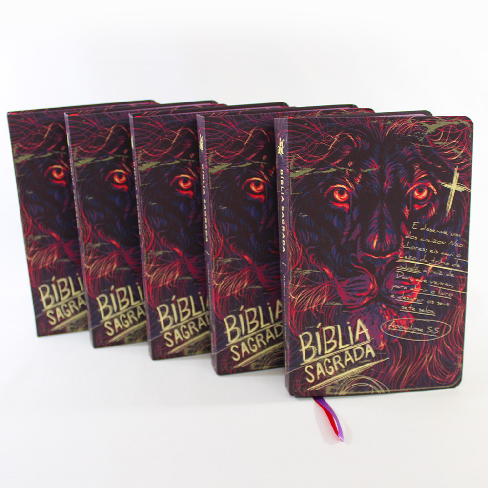 Kit 05 Bíblias ACF Lion Chalk | Letra Grande | Capa Soft Touch