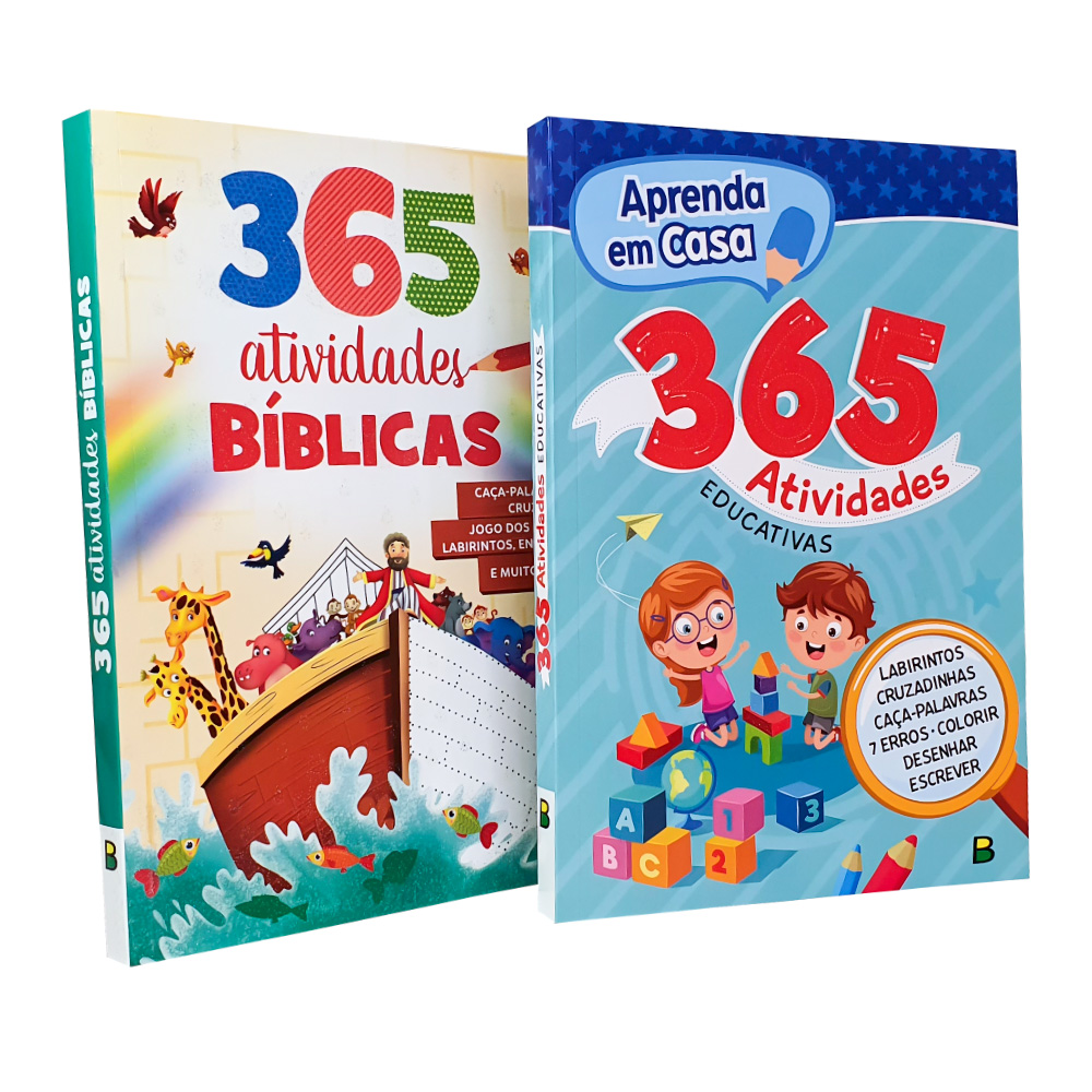 Kit 2 Livros | 365 Atividades Bíblicas - Todo Livro + 365 Atividades Educativas - Aprenda em Casa