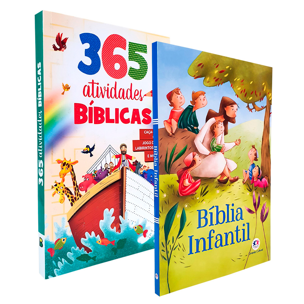 Kit 2 Livros | Bíblia Infantil Brochura-Ciranda Cultural + 365 Atividades Bíblicas-Todo Livro