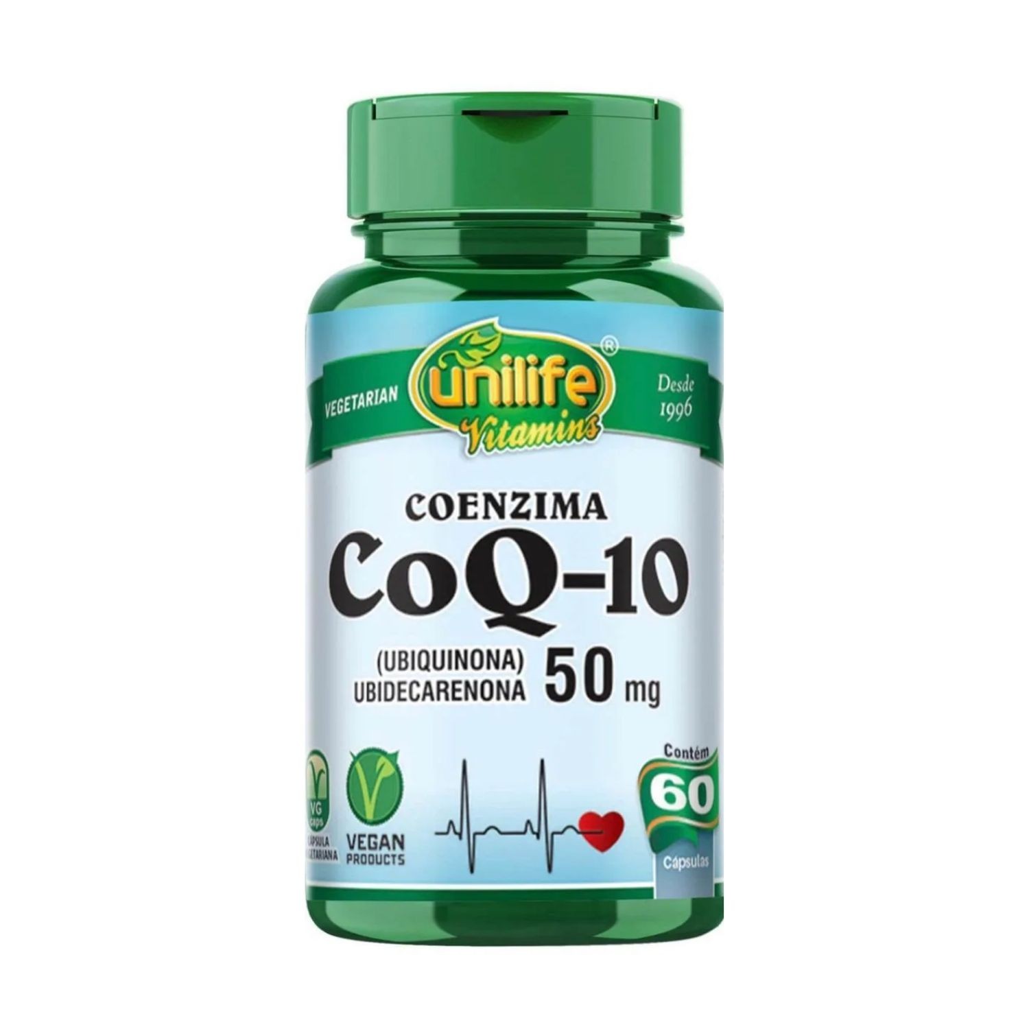 Coenzima Q-10 CoQ10 Ubiquinona 60 Cápsulas Unilife