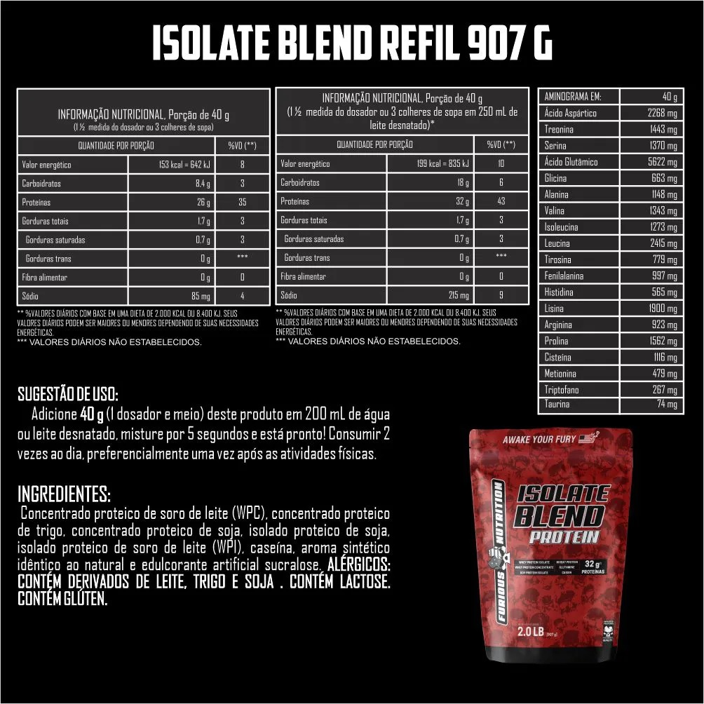 Isolate Blend Protein 907g Furious Nutrition