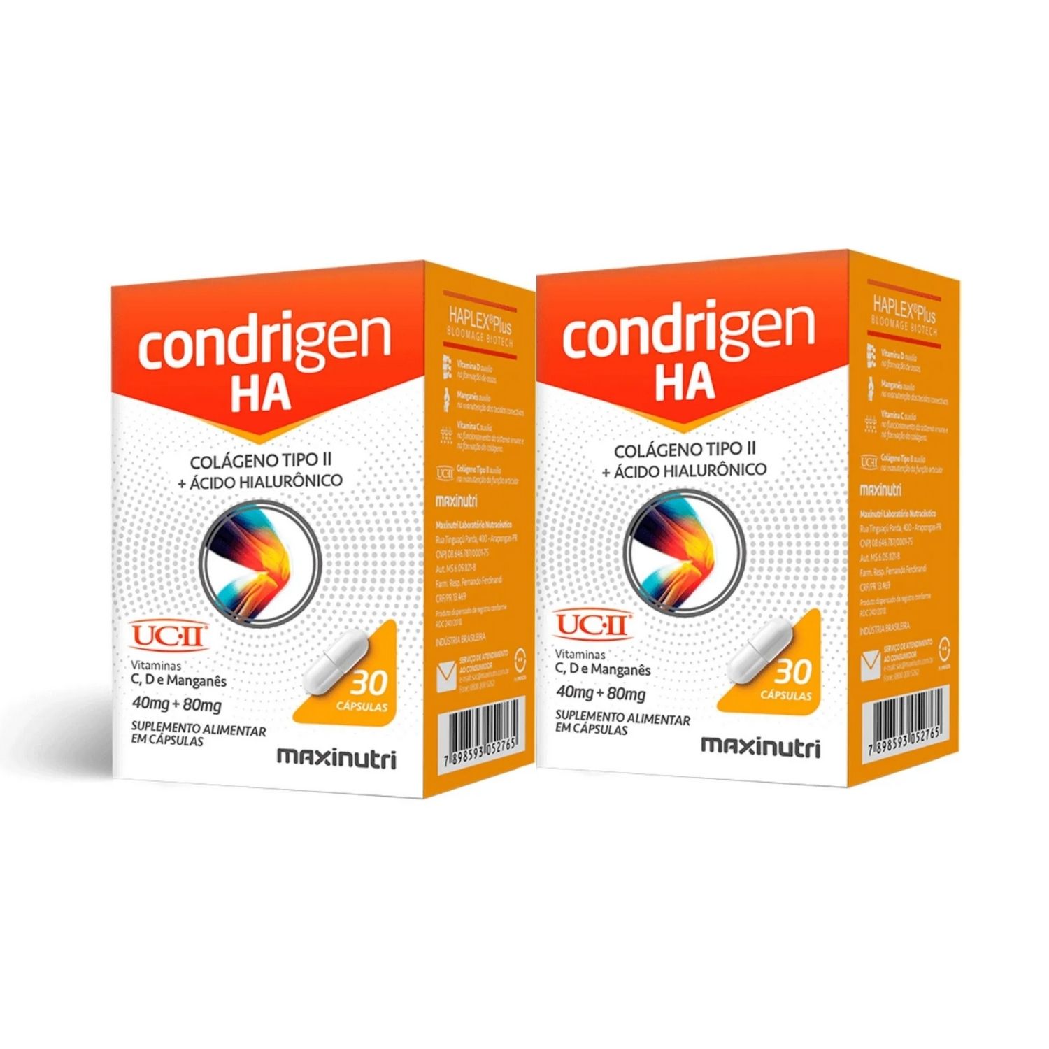 Kit com 2 Condrigen HA Colágeno Tipo II + Ácido Hialurônico 30 Cápsulas Maxinutri
