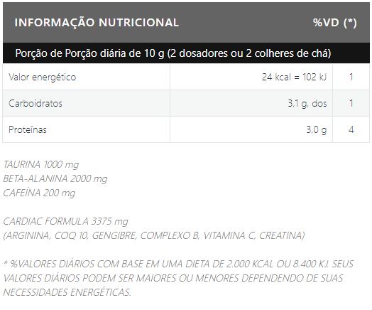 Pré-Treino Cardiac B2000 150g Sabor Uva Furious Nutrition
