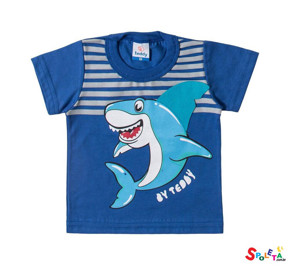 Camiseta Infantil Masculina Manga Curta Tubarão