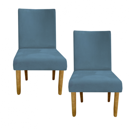 Kit 02 Cadeiras Para Sala De Jantar Berlim Pés palito Suede Azul Tiffany - D'Classe Decor