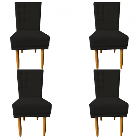 Kit 04 Cadeiras Para Sala de Jantar Lia Pés Palito Suede Preto - D'Classe Decor