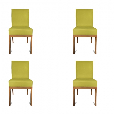 kit 04 Cadeiras Para Sala de Jantar Paris Pés Palito Suede Amarelo - D'Classe Decor