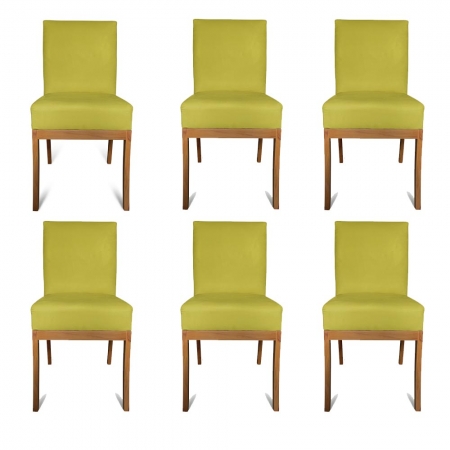 kit 06 Cadeiras Para Sala de Jantar Paris Pés Palito Suede Amarelo - D'Classe Decor