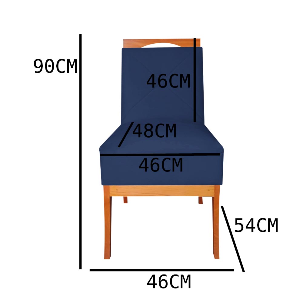 Cadeira De Jantar Antonela Base de Madeira  Suede Azul Marinho - D'Classe Decor