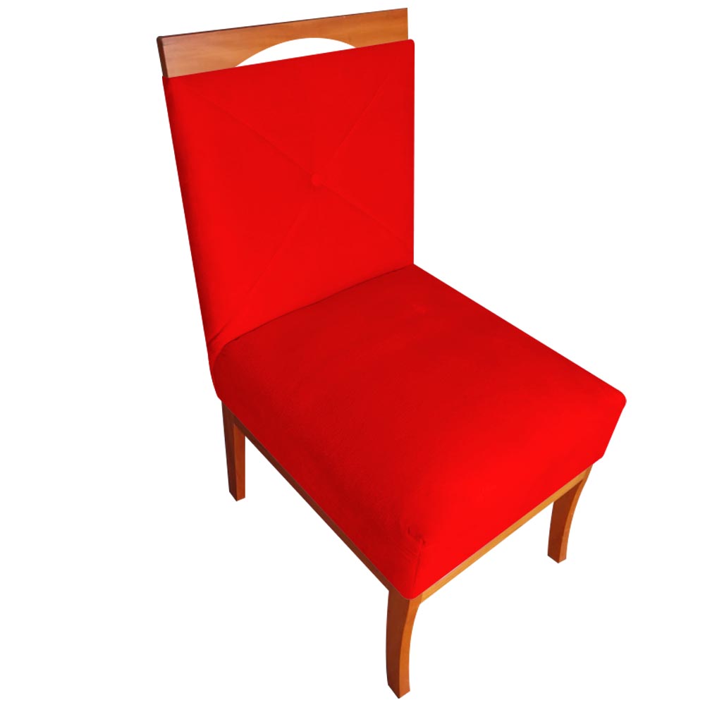 Cadeira De Jantar Antonela Base em Madeira de Peroba Suede Vermelho - D'Classe Decor