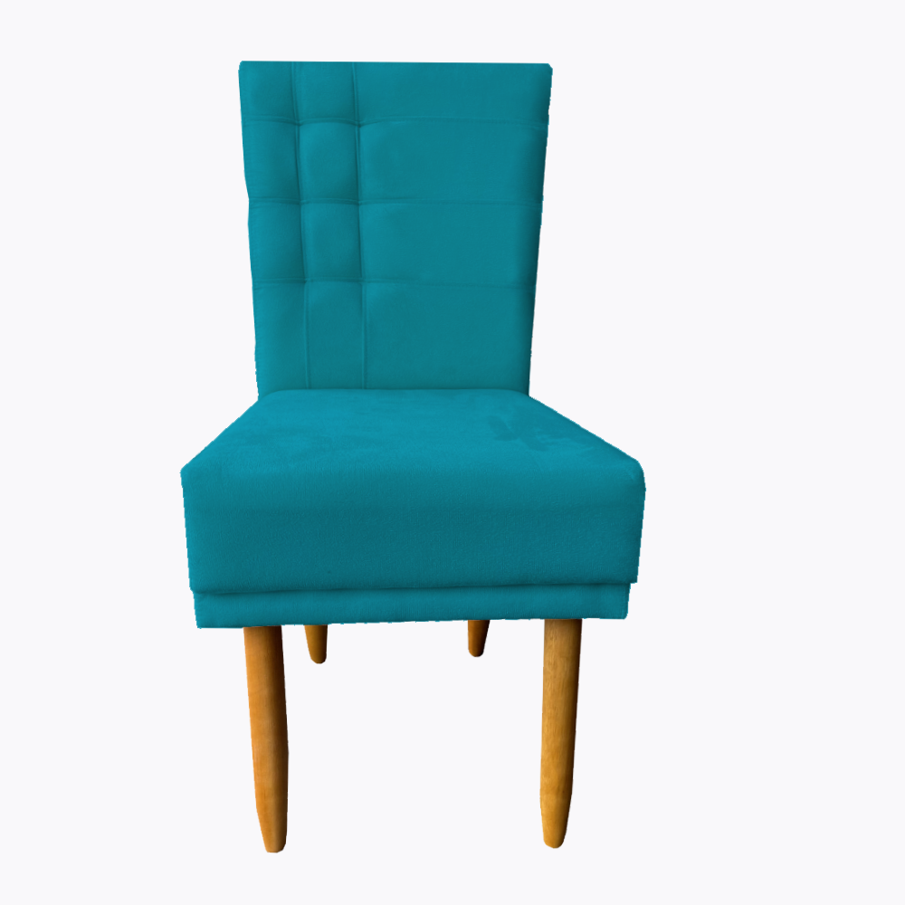 Cadeira Para Sala de Jantar Lia Pés palito Suede Azul Tiffany - D'Classe Decor