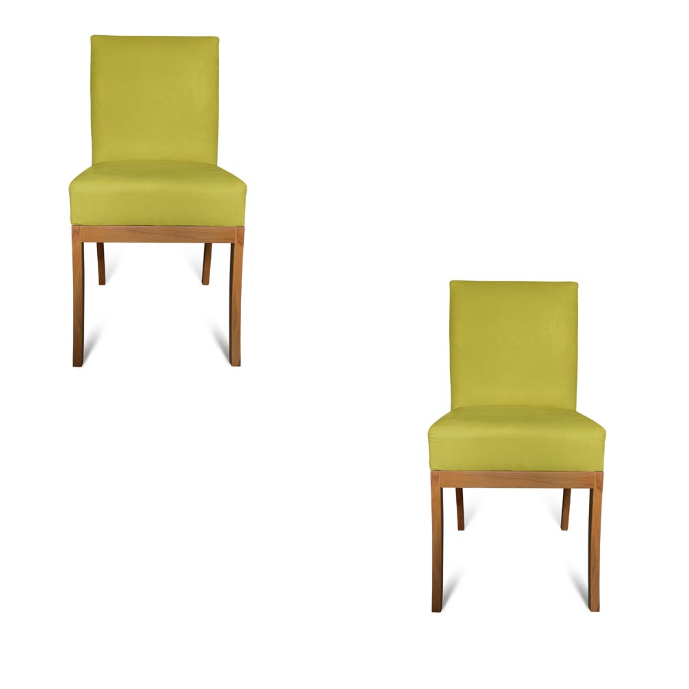 kit 02 Cadeiras Para Sala de Jantar Paris Pés Palito Suede Amarelo - D'Classe Decor