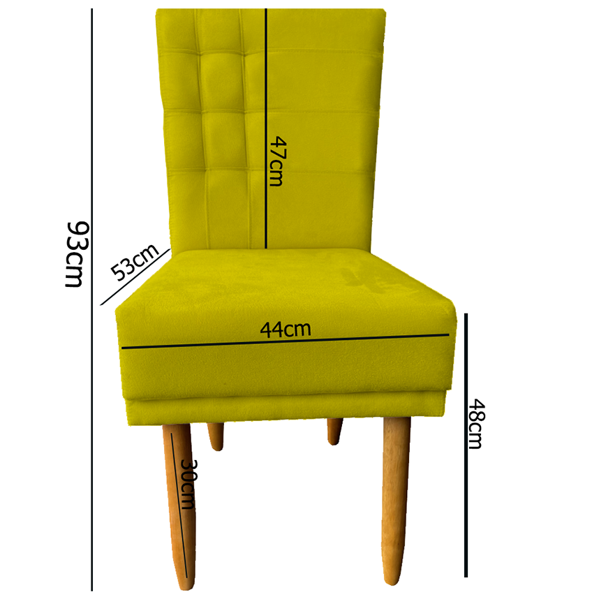 Kit 04 Cadeiras Para Sala de Jantar Lia Pés Palito Suede Amarelo - D'Classe Decor