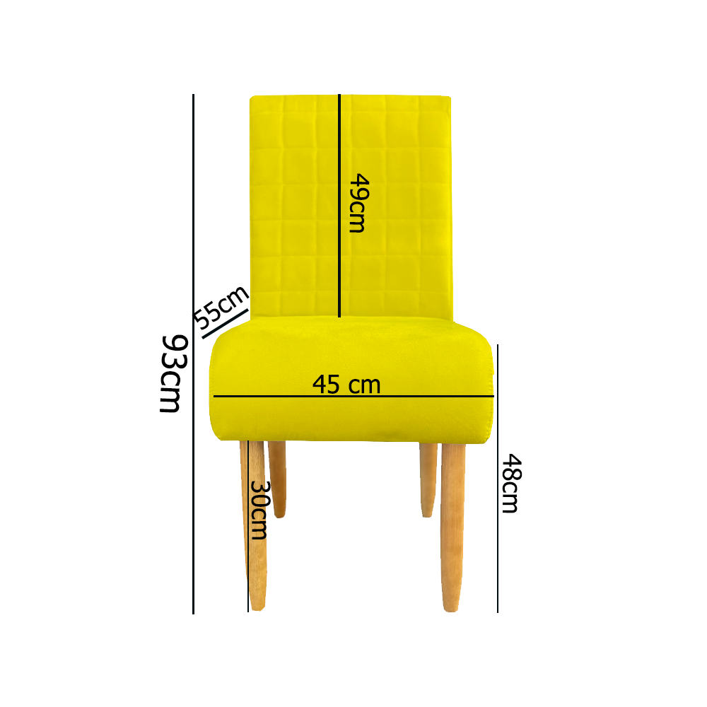 Kit 04 Cadeiras Para Sala de Jantar Stela Pés Palito Suede Amarelo - D'Classe Decor