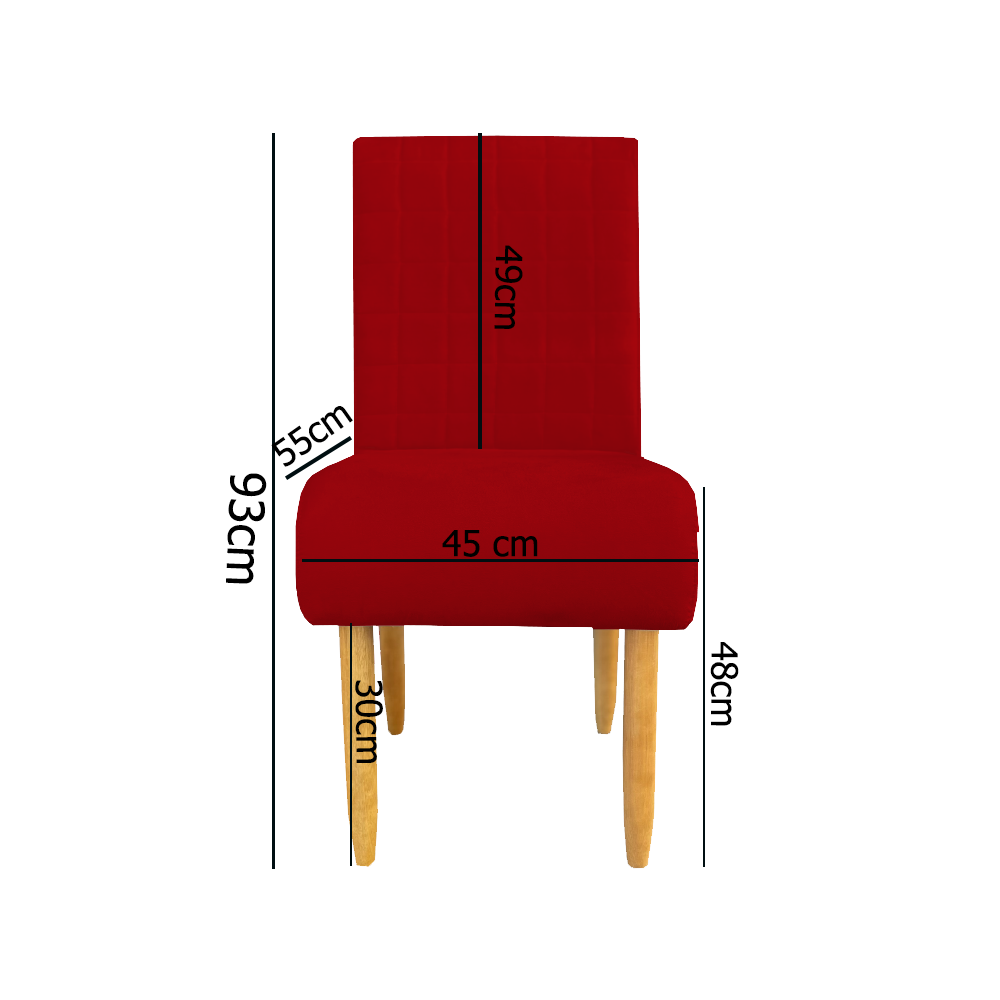 Kit 04 Cadeiras Para Sala de Jantar Stela Pés Palito Suede Vermelho - D'Classe Decor