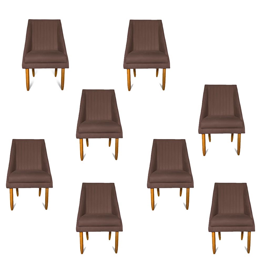 Kit 08 Cadeiras Para Sala De Jantar Ana  Pés Palito Suede Marrom - D'Classe Decor